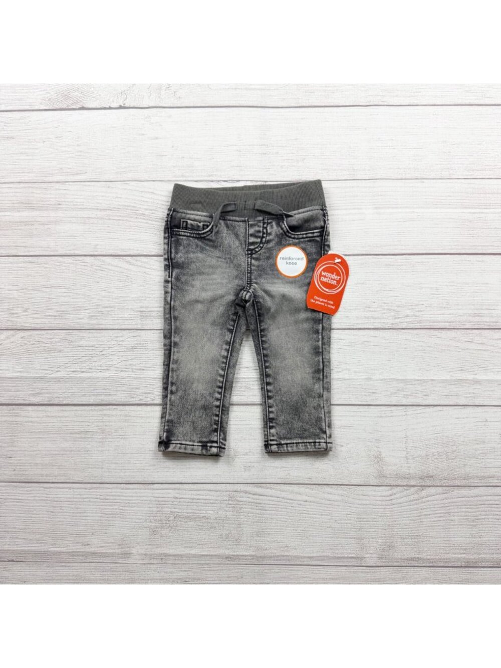 Wonder Nation Baby Pull On Jean Joggers Gray Faux Denim NWT 9-12 Months
